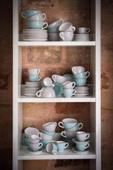 Creatable 34042 Vintage Nature Aqua Serie 8-delige serviesset voor 4 porseleinen koffiekopjes Vaatwasmachine- en magnetronbestendig Gemaakt in Europa