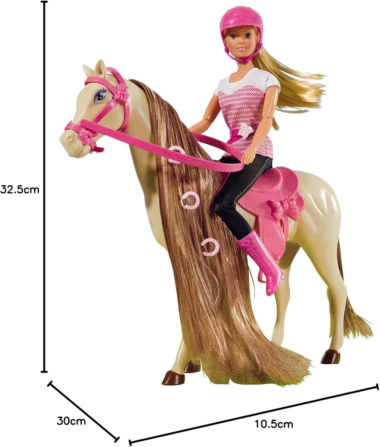 Simba 105730939 - Steffi Love paardrijoutfit 2 paarden Volledig gelede modepop 29 cm voor kinderen vanaf 3 jaar