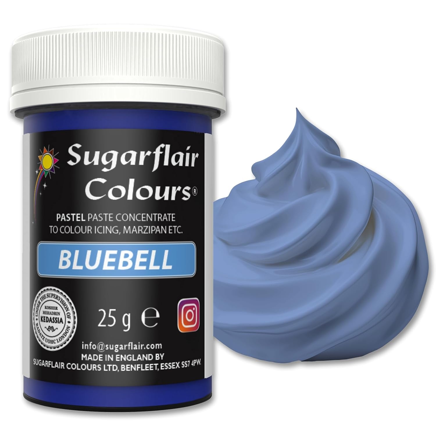 Sugarflair Pastelkleurstof voor pasta, Bell Blue, kleurstof voor pasta, fondant en marsepein, spectraal geconcentreerde kleuren - 25g