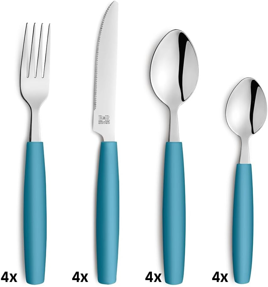 Beckmann & Rommerskirchen 2515 VALOA Besteckset 4 Persoons | 16-Teilig | Olie | Spülmaschinenfest | Hochglanzpoliert | Essbesteck: 4X Messer, Gabel, Esslöffel, Kaffeelöffel Keuken Naty Shop