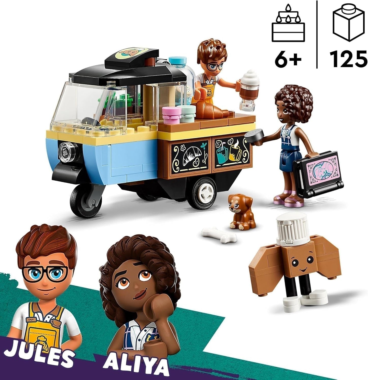 LEGO Friends Rolling Café Klein bakspeelgoed voor kinderen, cadeau voor meisjes en jongens vanaf 6 jaar, educatief speelgoed met Aliya, Jules en Aira de hond 42606 Bouwsets Beuche in LEGO-Store