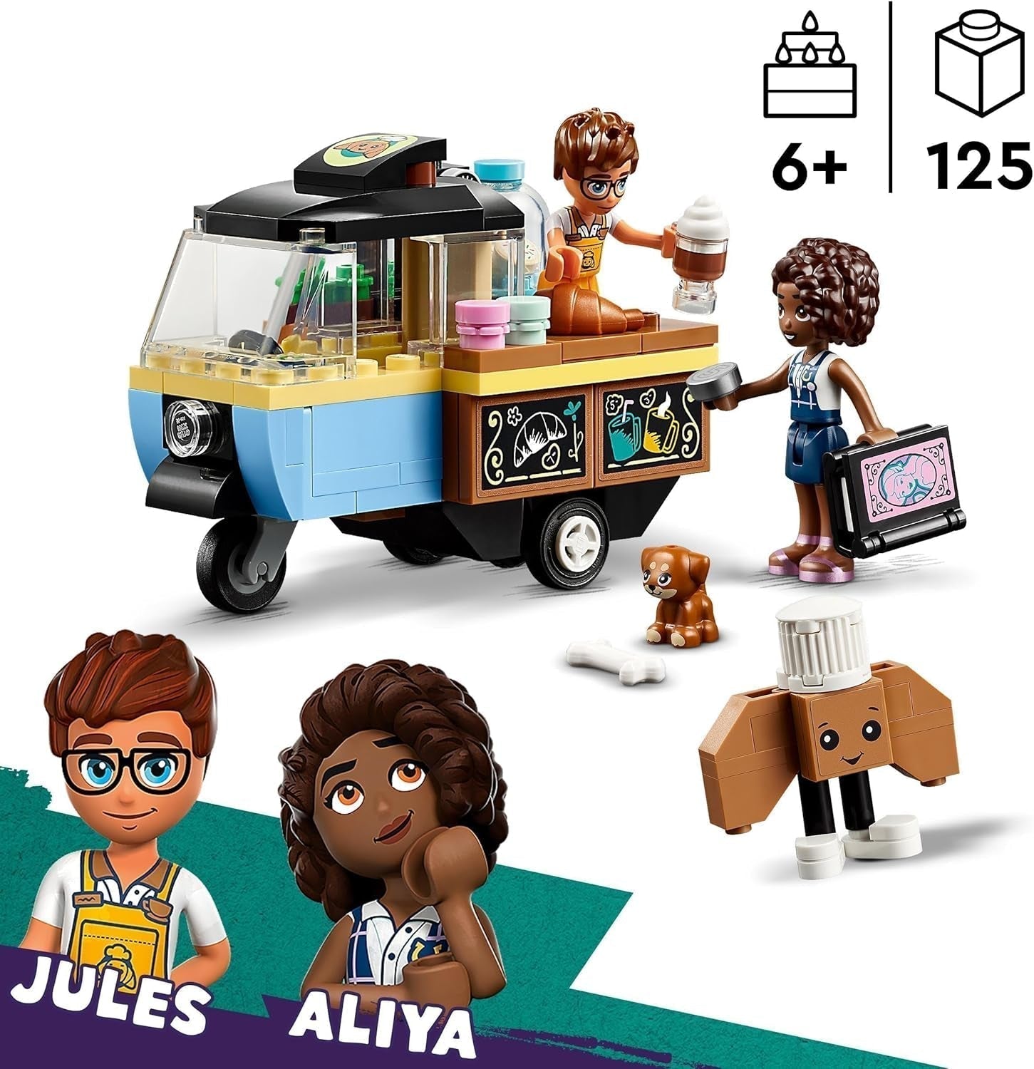 LEGO Friends Rolling Café Klein bakspeelgoed voor kinderen, cadeau voor meisjes en jongens vanaf 6 jaar, educatief speelgoed met Aliya, Jules en Aira de hond 42606 Bouwsets Beuche in LEGO-Store