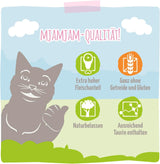 MjAMjAM - Premium natvoer voor katten - Sappige kip en wilde zalm, 6 stuks (6 x 400 g), graanvrij met extra vlees