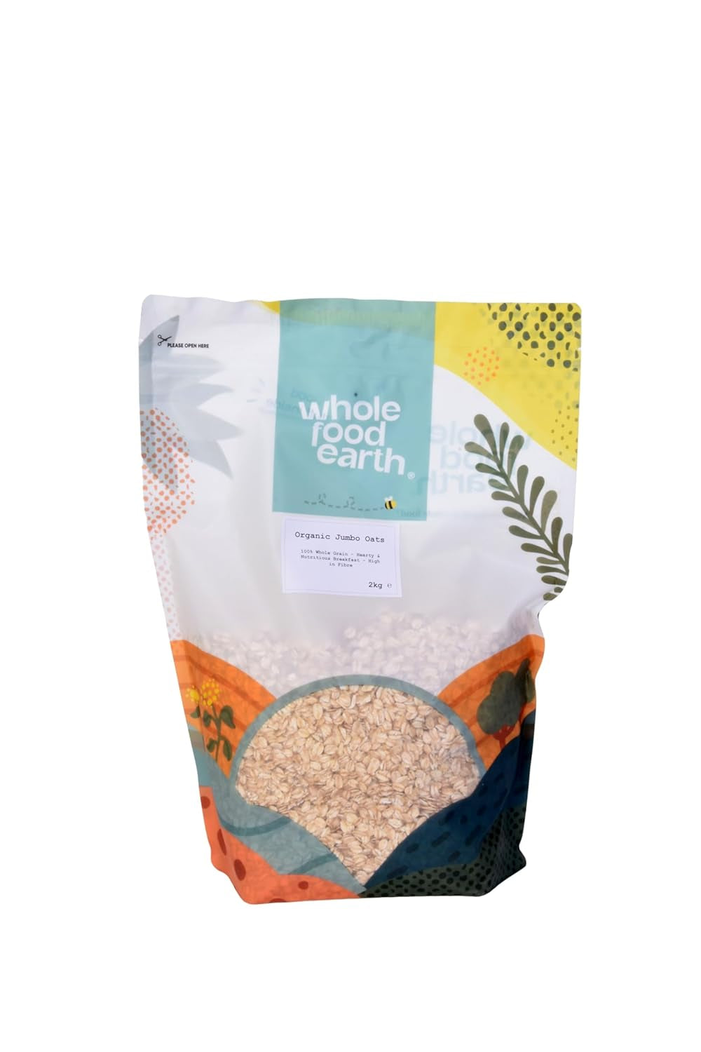 Wholefood Earth Biologische Jumbo Havermout, Glutenvrij – 3 kg | Niet-GMO | Veganistisch | Rijk aan vezels | Gecertificeerd biologisch