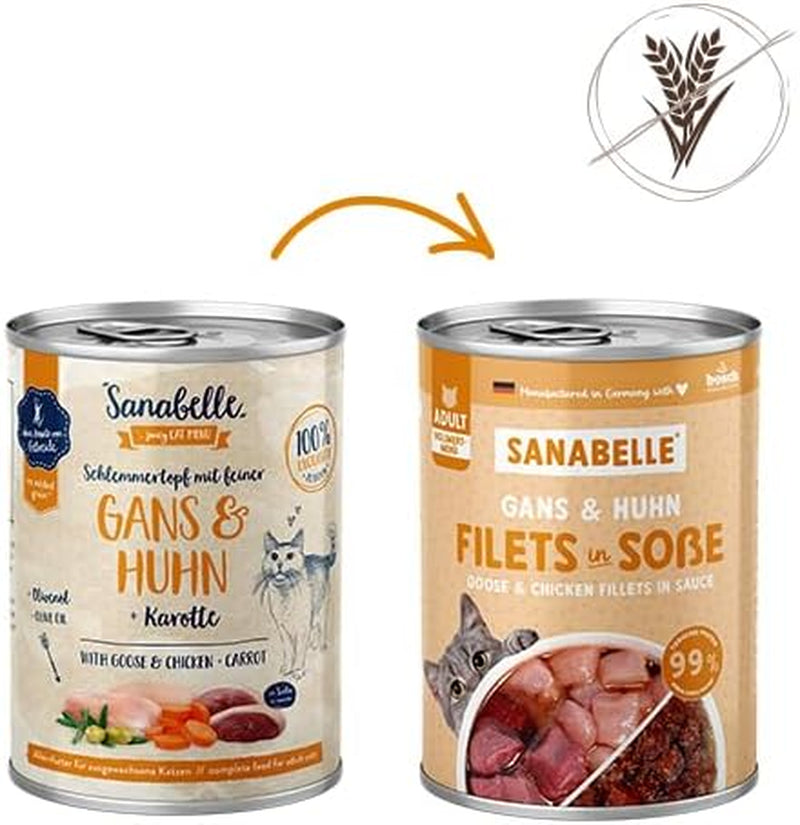 Sanabelle Gourmet Natvoer in Pot met Gans en Kip | 6 x 380 g | 2,28 kg