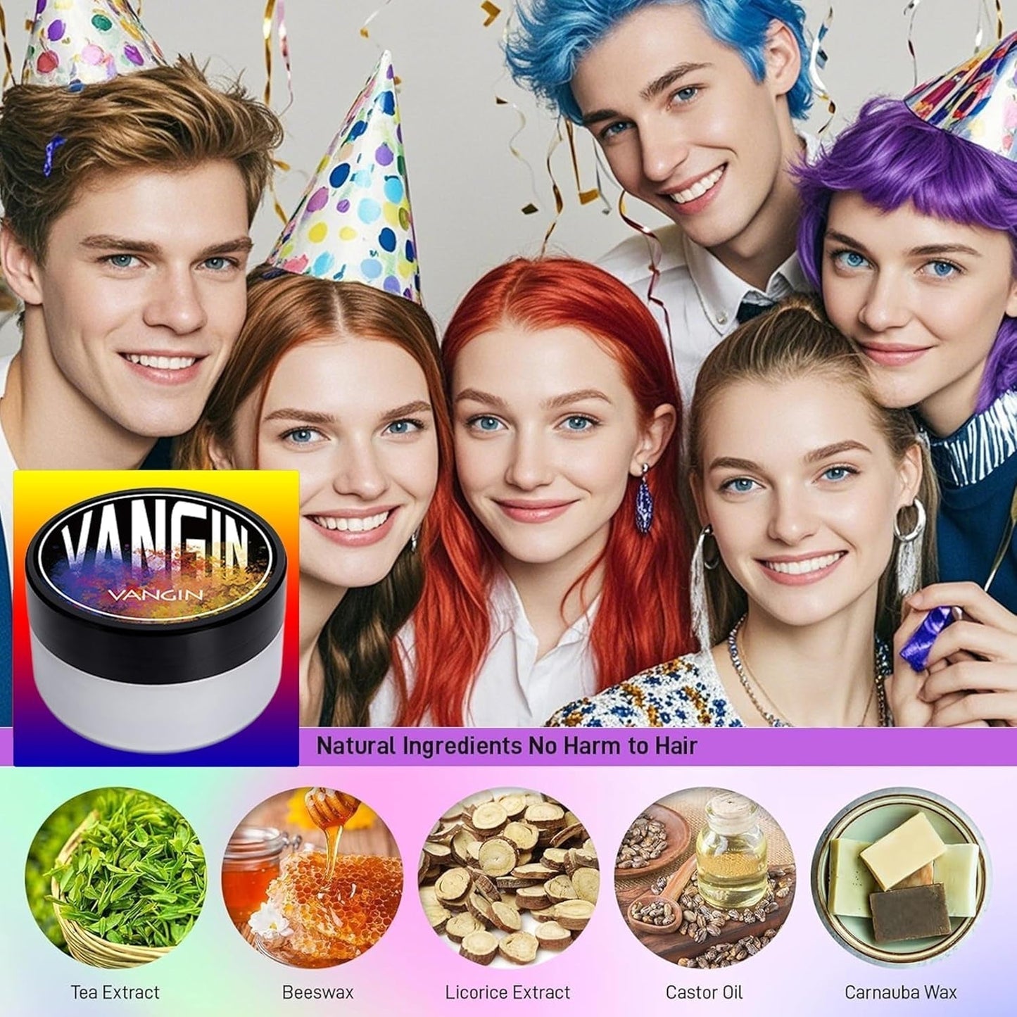 Groene Tijdelijke Haarverf, Styling Haarkleur voor Mannen Vrouwen, Natuurlijke Haarpommade, Haarverf Wax voor Feest, Cosplay & Halloween, Kerstmis, Crème Tijdelijke Haarverf (100g, Groen) Naty Shop Haarverf