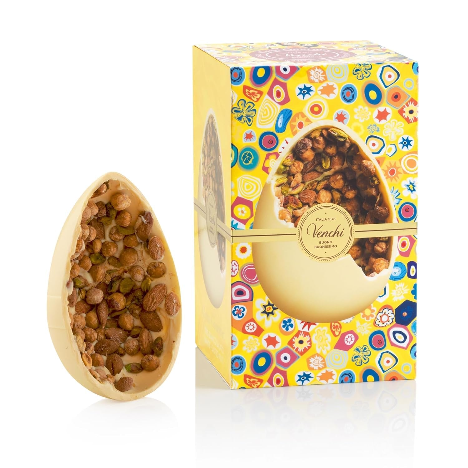 Venchi - Chocolade-ei, pistachesmaak, met hele pistache, met verrassing, glutenvrij, 500g, Paascollectie, cadeau-idee