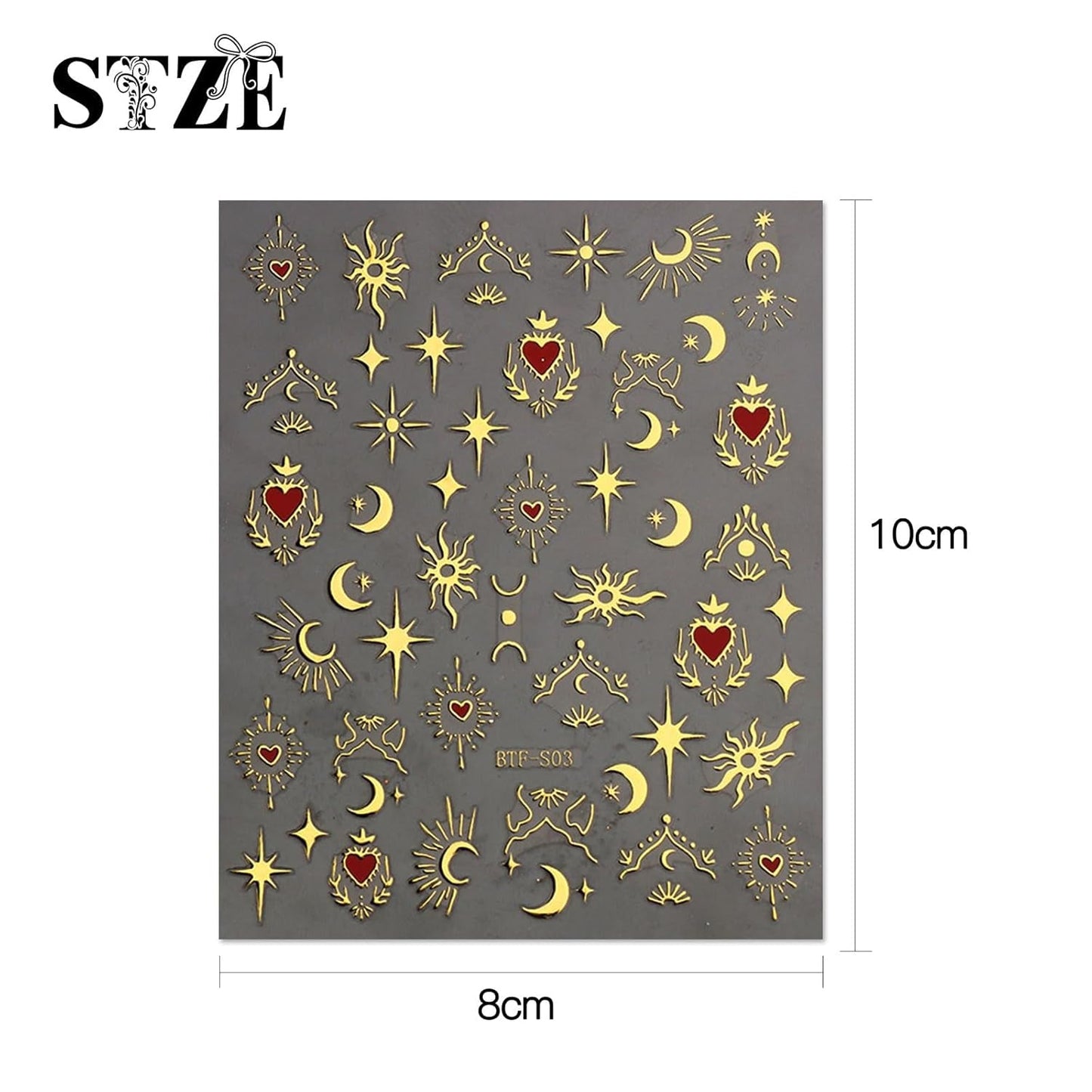 JMEOWIO Nagelsticker Mond Stern 9 Blatt Nail Art Sticker Selbstklebend Nagelaufkleber Sonne Decoratie Nageldesign Zubehör