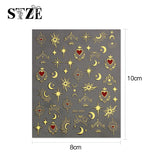 JMEOWIO Nagelsticker Mond Stern 9 Blatt Nail Art Sticker Selbstklebend Nagelaufkleber Sonne Decoratie Nageldesign Zubehör