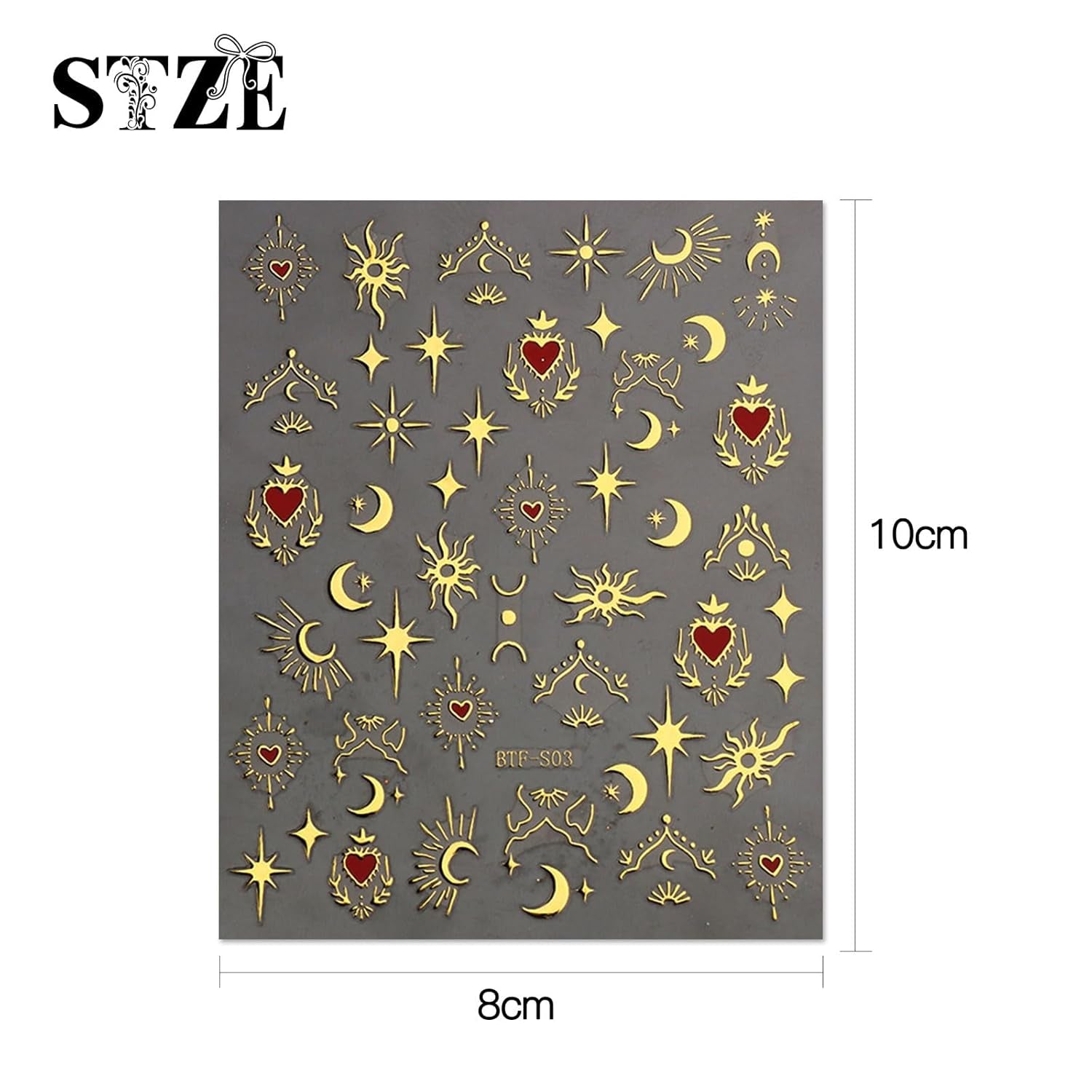 JMEOWIO Nagelsticker Mond Stern 9 Blatt Nail Art Sticker Selbstklebend Nagelaufkleber Sonne Decoratie Nageldesign Zubehör