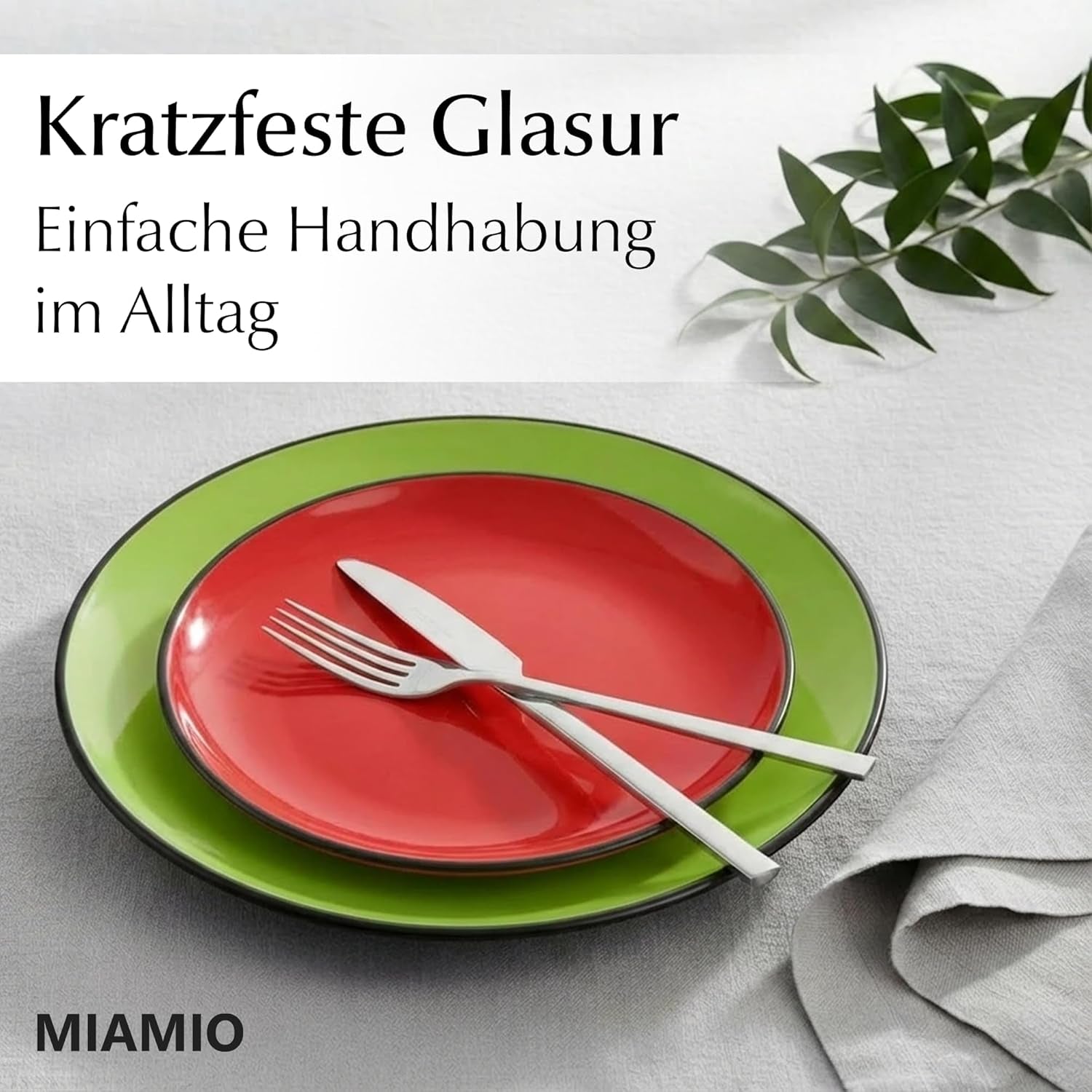 MIAMIO - Set van 6 keramische aardewerken borden/dinerborden - Le Papillon Collection (kleurrijke, kleine borden (6x))