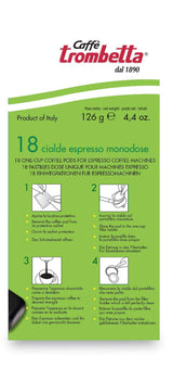Caffè Trombetta ESE Kaffeepads, Italien Kaffee, Richhaltiges Aroma en samtiger Gesmack Biologisch - 1 Packungen van je 18 Kaffeepads