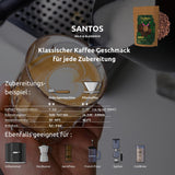 Santos | Koffiebonen 2500g - 100% Arabica uit Brazilië | voor espresso, cappuccino of sterke filterkoffie | Omni gebraad | Klassieke koffie - de perfecte kennismaking met speciale koffie