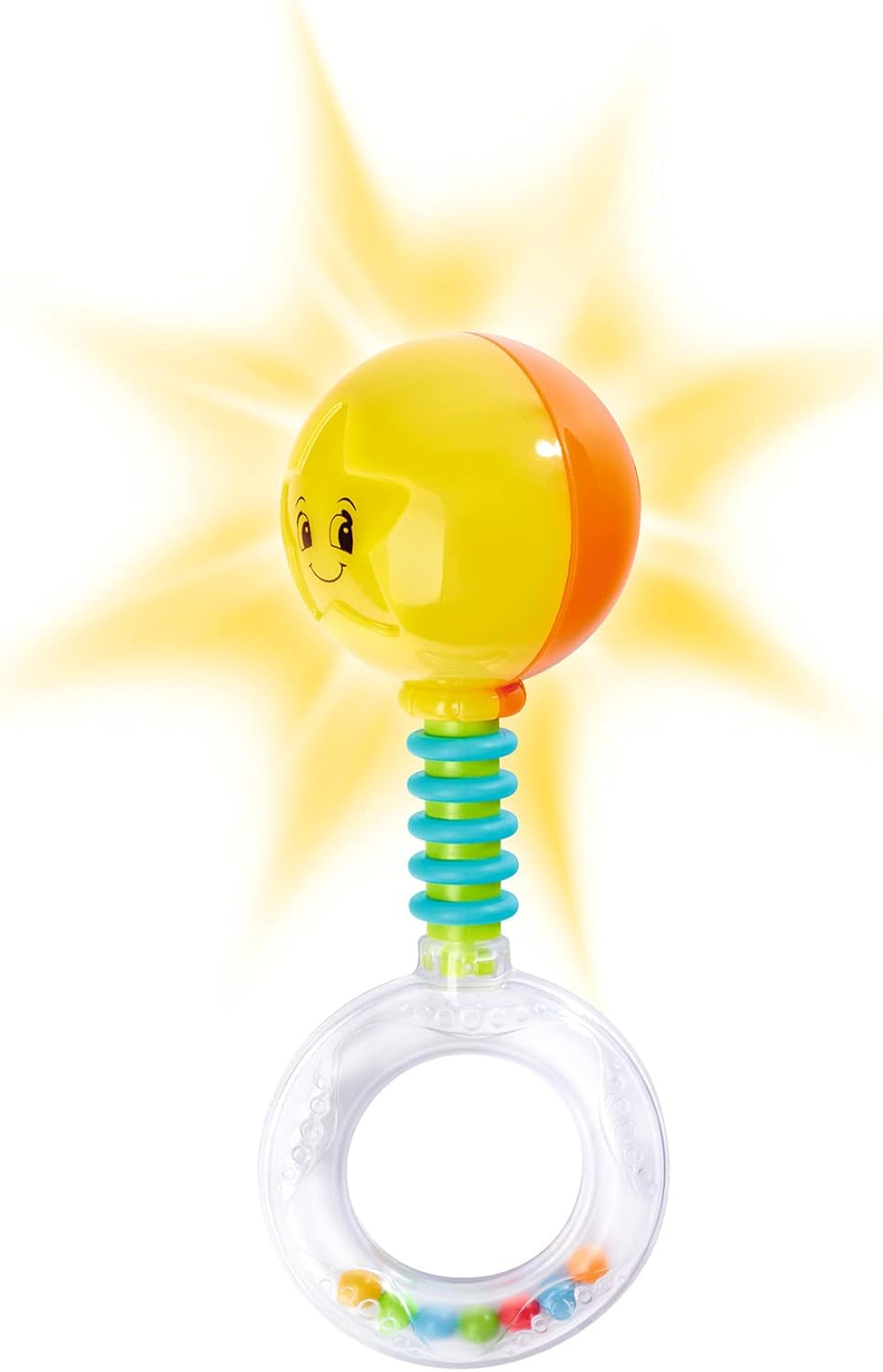 Simba 104010060 - Rammelaar ABC licht op, licht op bij schudden, 14cm, speelgoed voor baby's, rammelaar voor baby's, eerste uitrusting, vanaf 3 maanden, geel Jucarii Bebe Naty Shop