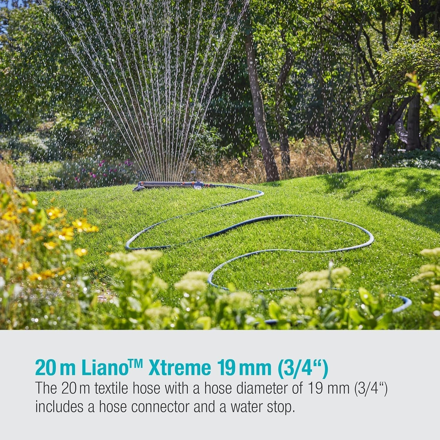 Gardena Liano Xtreme 3/4 inch set, 20m: Extreem robuuste textiel tuinslang met lichtgewicht, weerbestendige PVC binnenslang (18480-20)