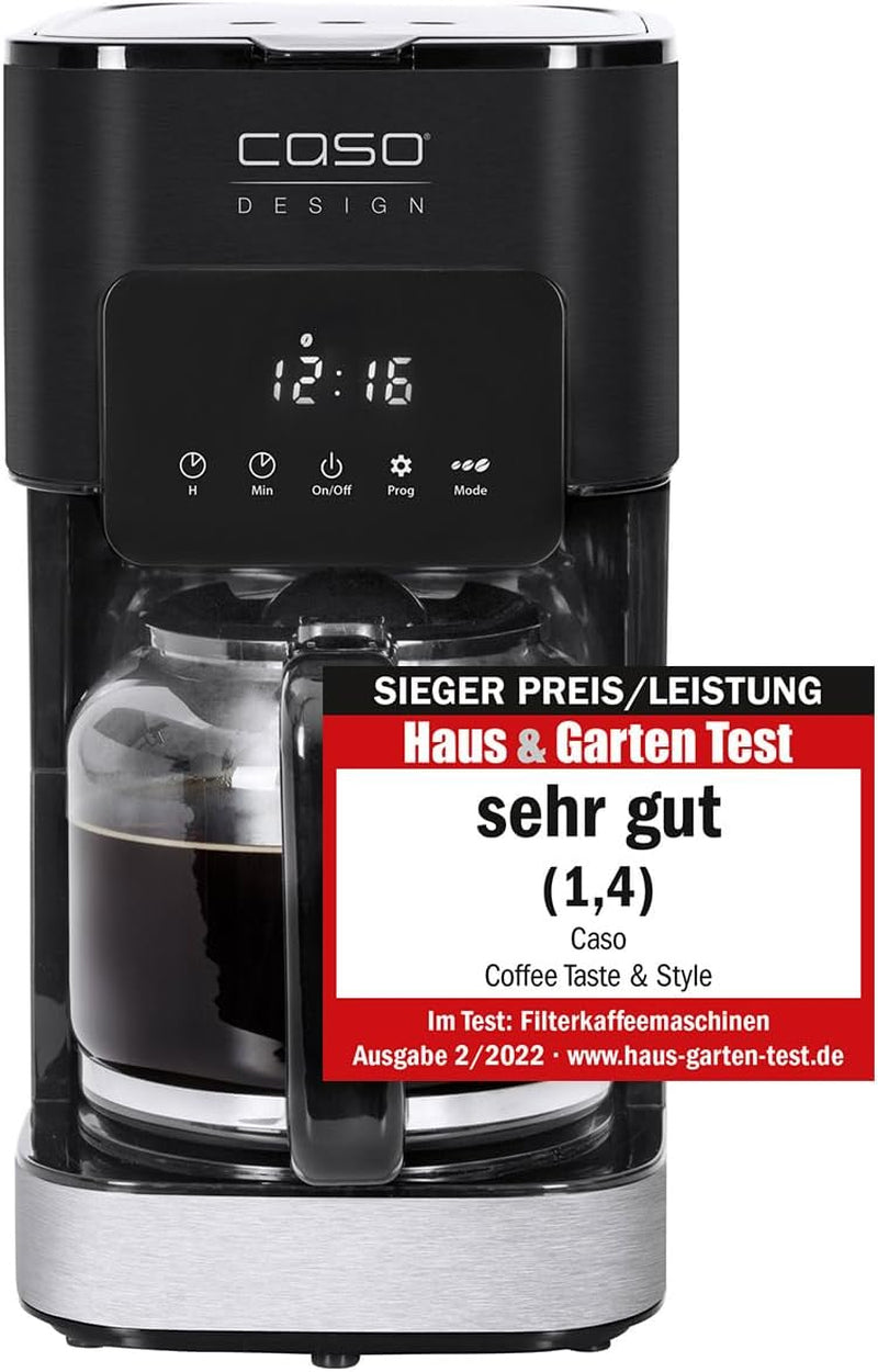 CASO Coffee Taste and Style espressomachine met permanent filter, 1,5 l, optimale zettemperatuur 92-96 °C, antidruppelsysteem, geoptimaliseerde zetkop, roestvrij staal, 12 kopjes