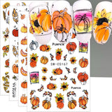 3D Herfst Nagelstickers Pompoenbladeren Nagelstickers Geometrische Lijn Bloemen Nagelstickers Thanksgiving Day Ontwerp Nagelstickers Herfst Pompoen Nagelstickers Nagelaccessoires Nagelkunst