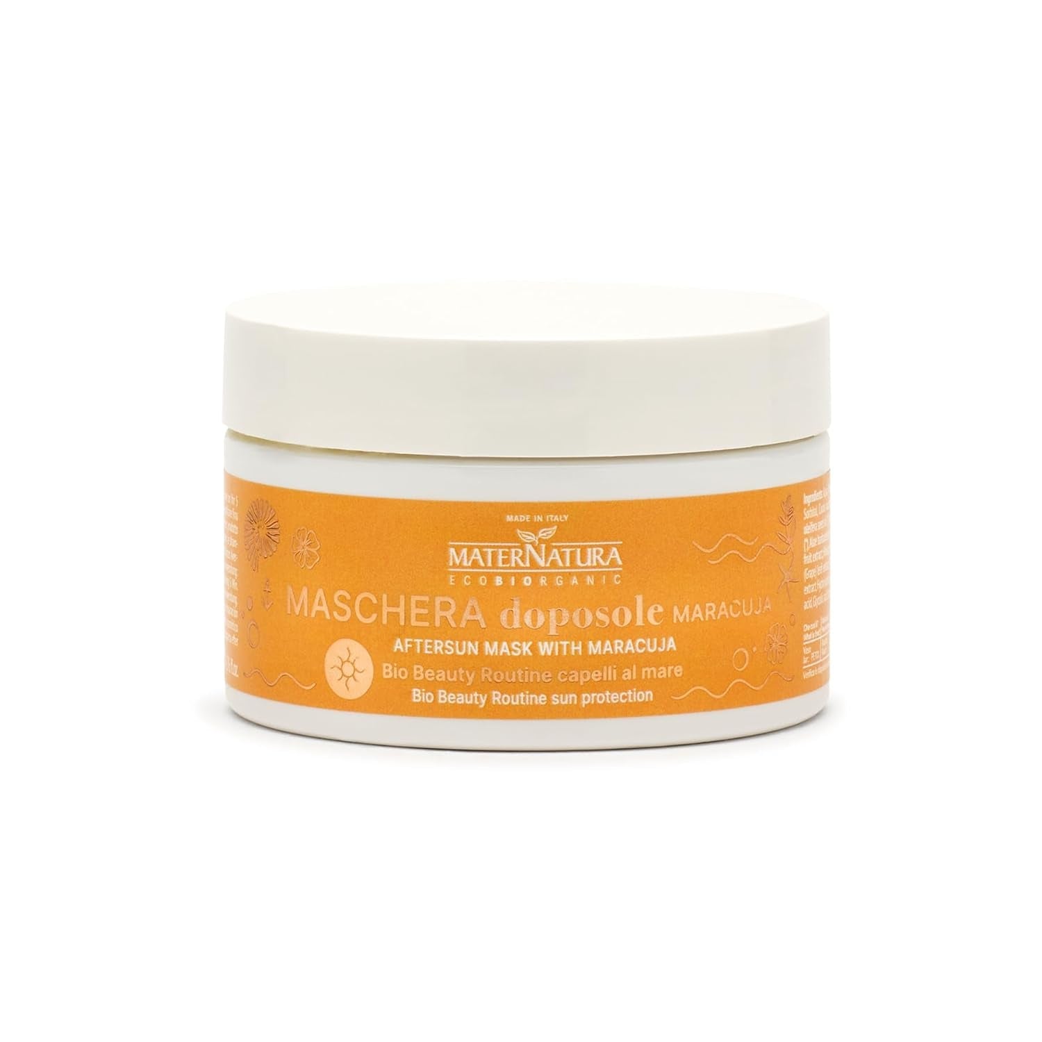 Maternatura Passievrucht Nazorgmasker Hydrateert en geeft het haar elasticiteit na blootstelling aan de zon Biologische schoonheidsroutine voor strandhaar Gecertificeerd biologisch gemaakt in Italië - 200 ml Naty Shop Haarmasker Standaardtitel