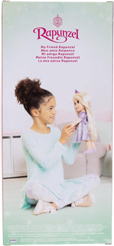 Disney Princess Rapunzel pop van 35 cm, reflecterende glitterogen, beweegbare gewrichten, afneembare jurk, schoenen, kroon, lang blond haar, voor meisjes vanaf 3 jaar
