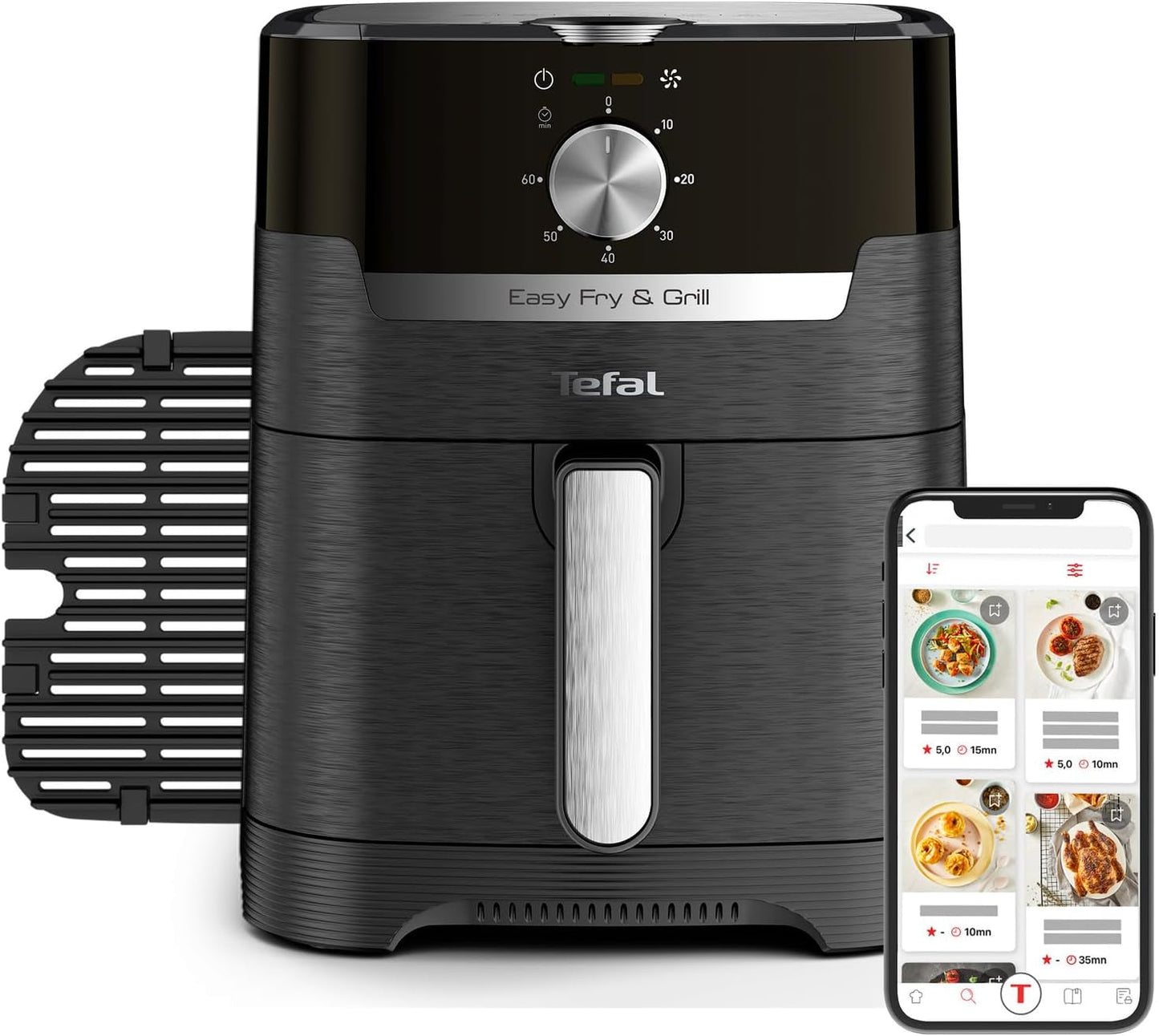 Tefal EY5018 Easy Fry & Grill Klassieke heteluchtfriteuse, 2 in 1-technologie (luchtfriteuse en grill), XL, 4,2 liter voor 6 porties, 1550 watt Huishoudelijke apparaten Naty Shop