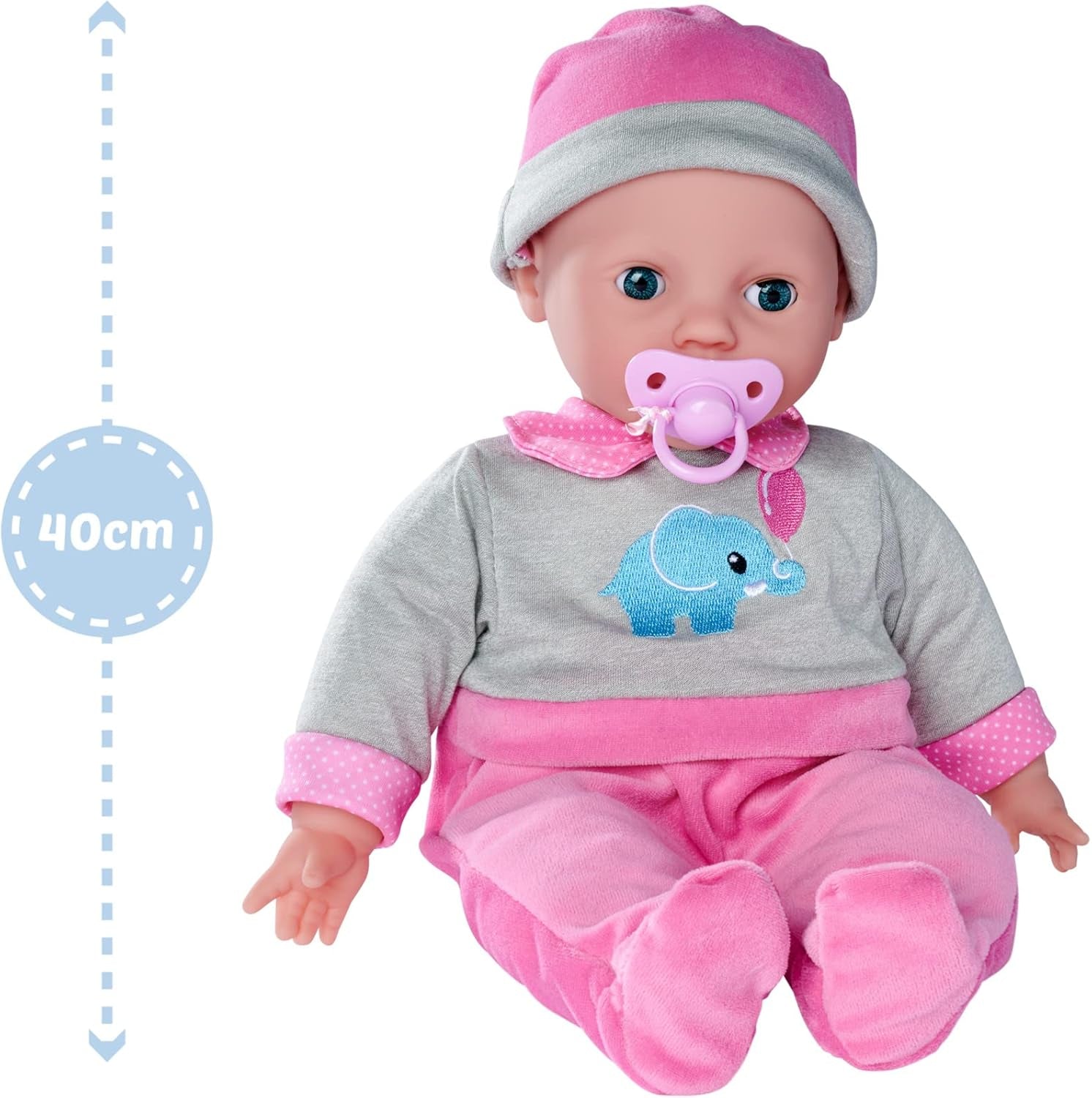 Simba 105140066 - Laura Interactieve, zachte lichaamspop met slaapogen, babbelt bij beweging, drinkt uit een fles en valt in slaap, 40 cm, babypop voor kinderen vanaf 2 jaar