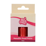 Funcakes Red Metallic Food Paint: Creëer metallic effecten op fondant, marsepein, royal icing en koekjes. 100% eetbare kleurstof, Halal, geschikt voor vegetariërs en veganisten, 30 ml