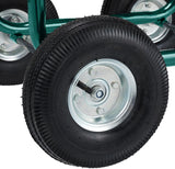 Relaxdays slangenwagen, tot 90 m, 4 luchtbanden, klikkoppeling, metalen slanghaspel, slangverdeler met mand, groen