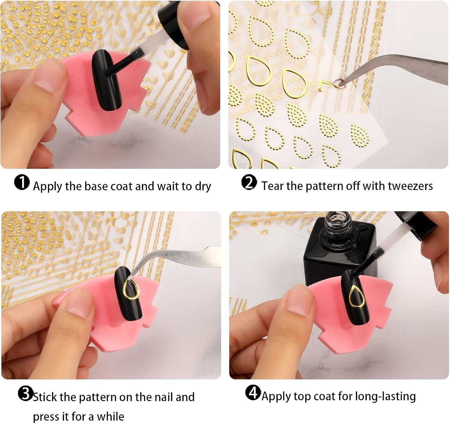 MWOOT 10 vellen gouden nagelsticker Abziehbilder Nail Art Sticker, 3D zelfklevende nagelstickers set Linien Streifenband Design, DIY Metallic Nailart Aufkleber Maniküre Zubehör Für Nagel Decoratie