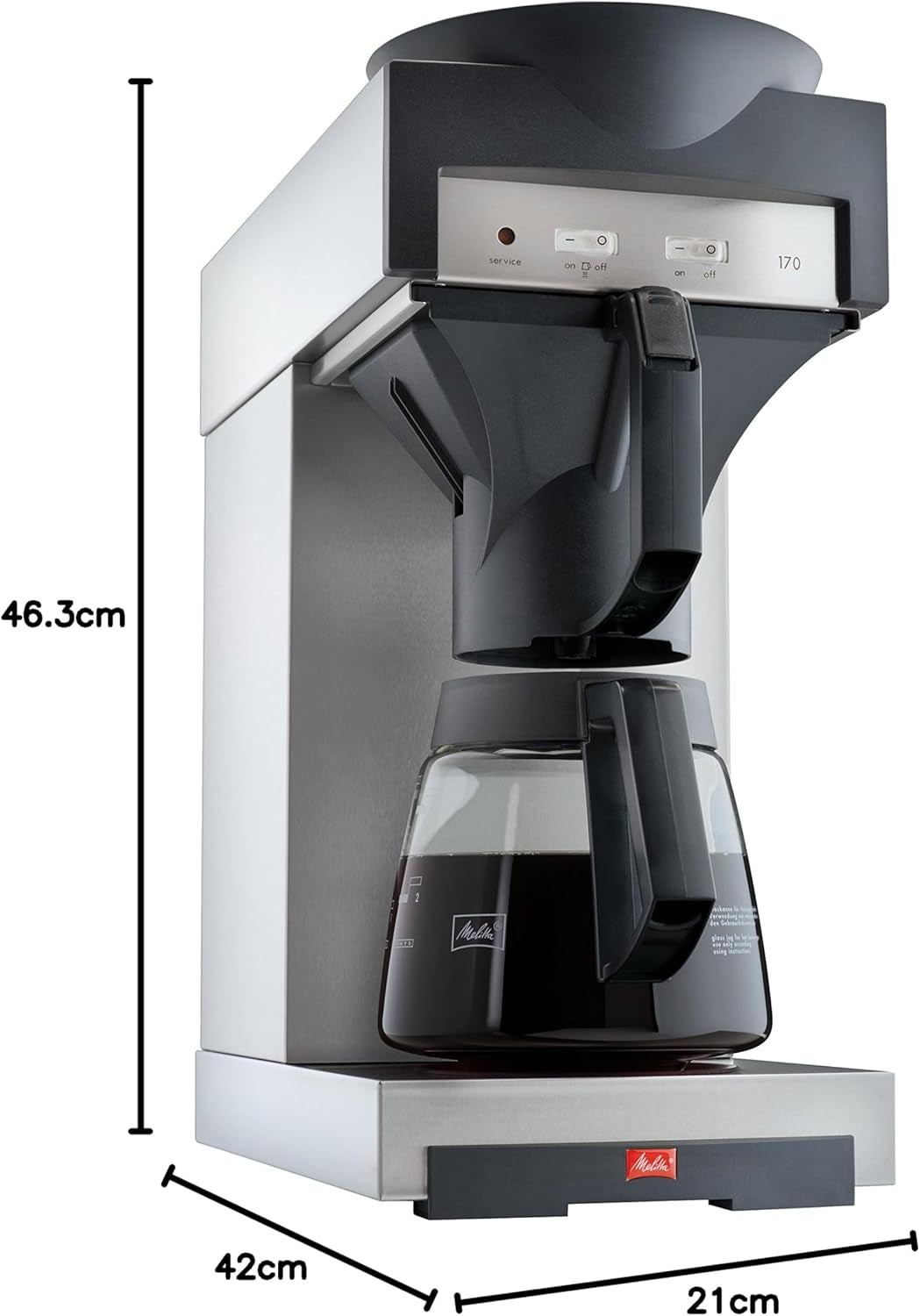 Professionele espressomachine met filter 170 M, met opbergruimte voor glazen karaf