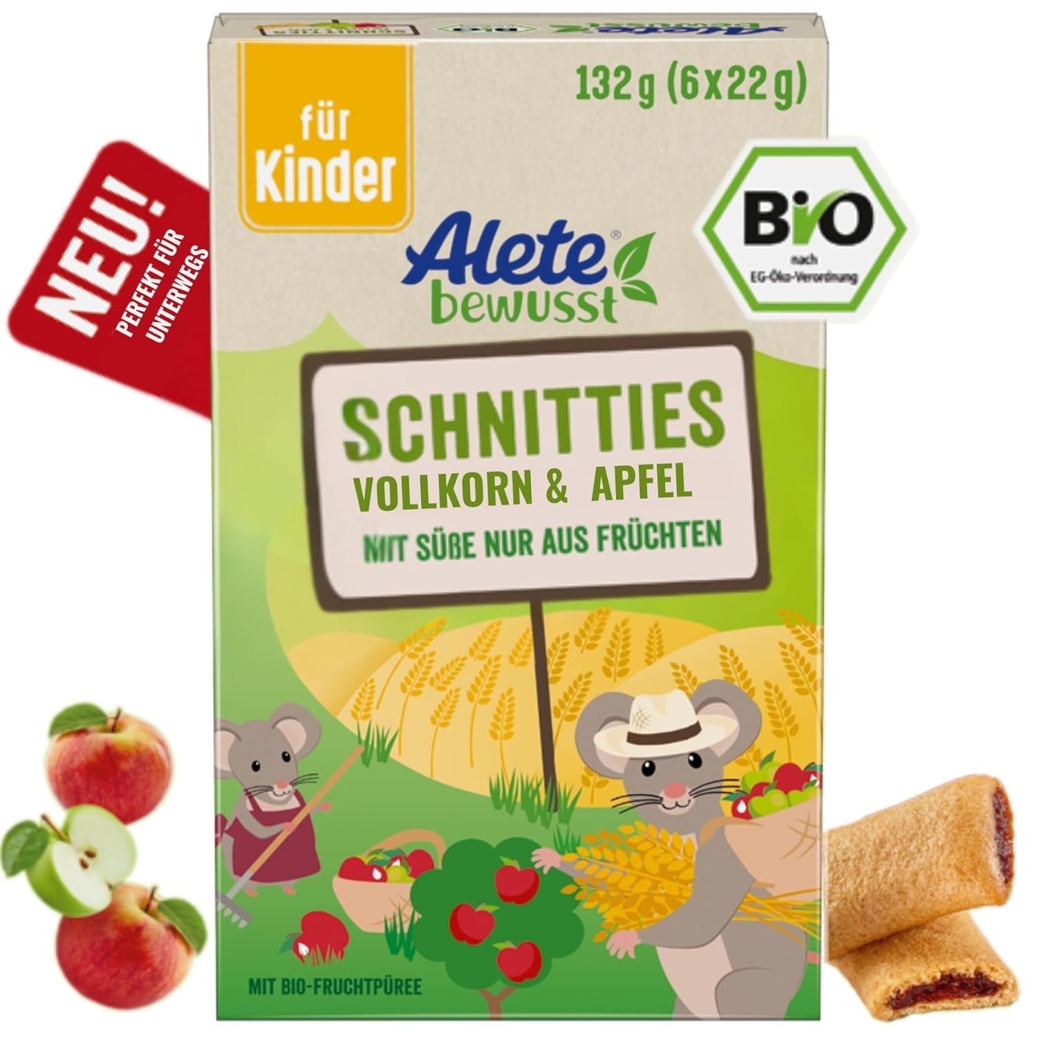 Alete Biologische Taartjes Met Volle Granen En Appel 6 x 22 g