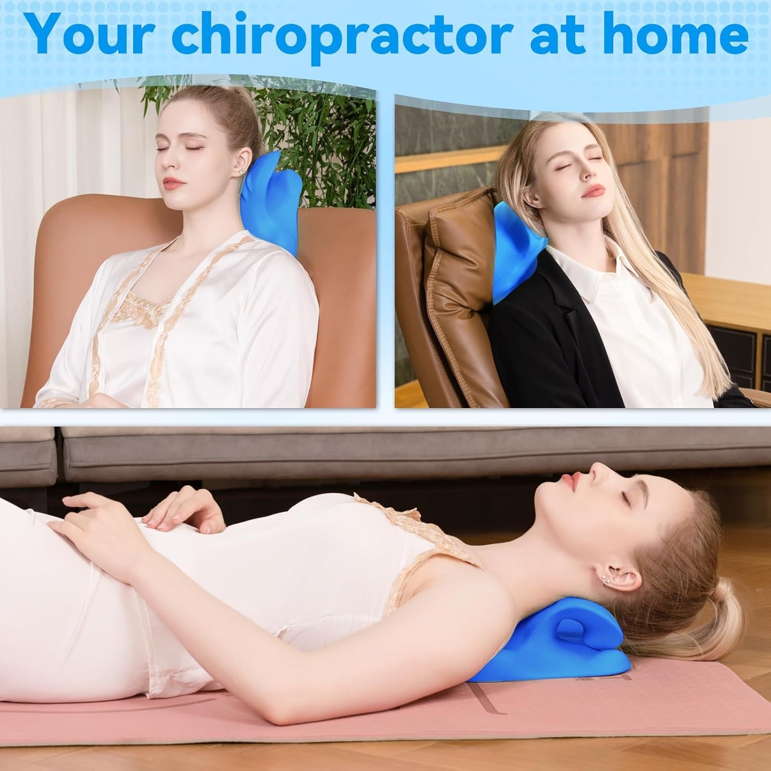 Nekstretcher 2.0, bewolkte nek Lefaya nekstretcher Orthopedische testwinnaar Nekstretcher om nekpijn te verlichten Premium nekbult Nekwolk corrigeert houding (blauw) Cervicale orthopedische kussens Naty Shop