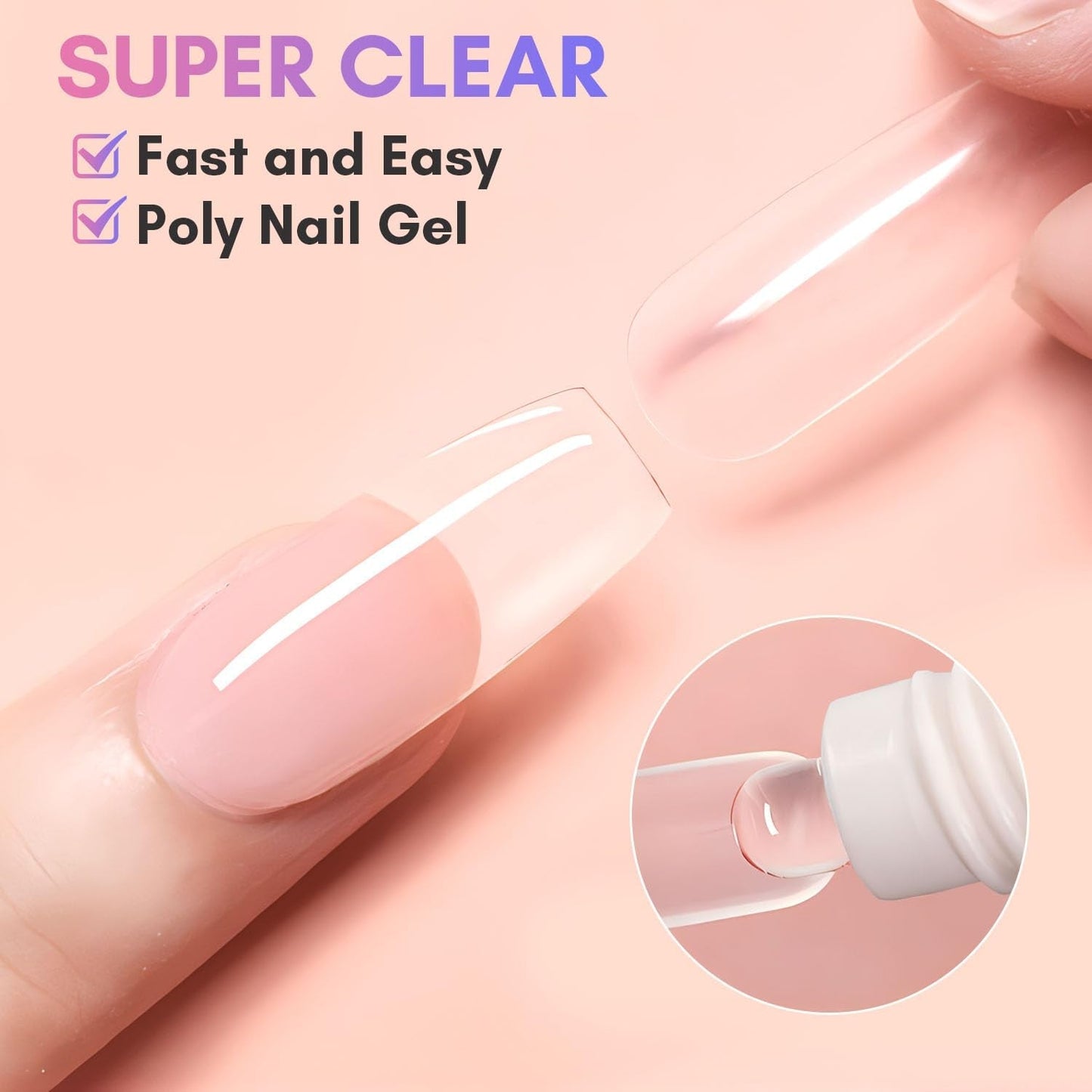 Makartt Poly Nail Extension Gel - 50 ML Extension Builder Acryl Poly Nägel Aufbaugel Extender Gel voor gelnagels voor nagelverlängerung, nagelstärkung, Nail Art Decoratie (transparant)