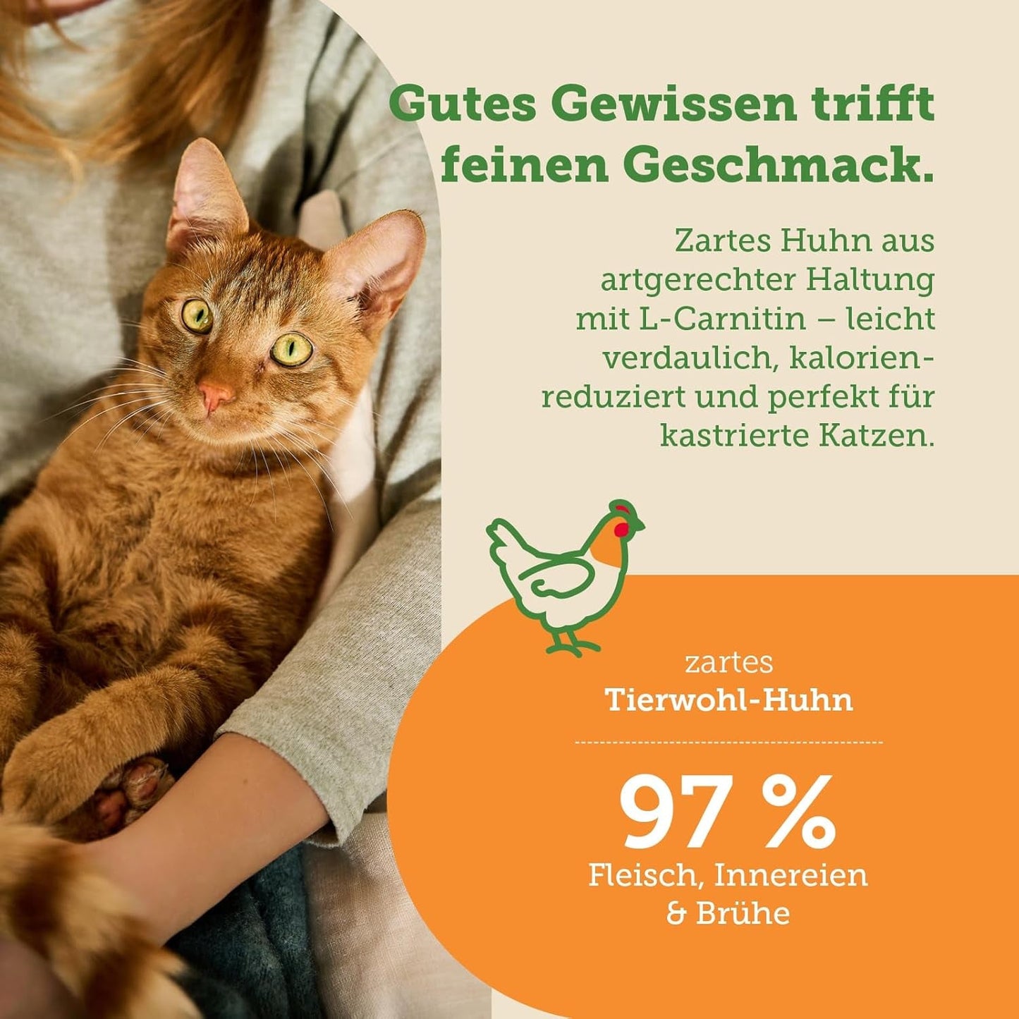 MERA Cats Nature Nat Gesteriliseerd/Licht Kippenvoer 12x85g | Voor gesteriliseerde/gecastreerde katten | Suiker- en graanvrij | Vetarm en vleesrijk natvoer