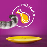Whiskas 1+ natvoer voor katten met kip in gelei, 28x85g (1 pakje) - Hoogwaardig natvoer voor volwassen katten in 28 zakjes