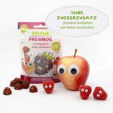 FRECHE FREUNDE Biologische fruitgelei, appel-, frambozen- en rijstlolly's, fruitige zoete snack voor kinderen, glutenvrij, veganistisch, verpakking van 20 (20 x 30 g)