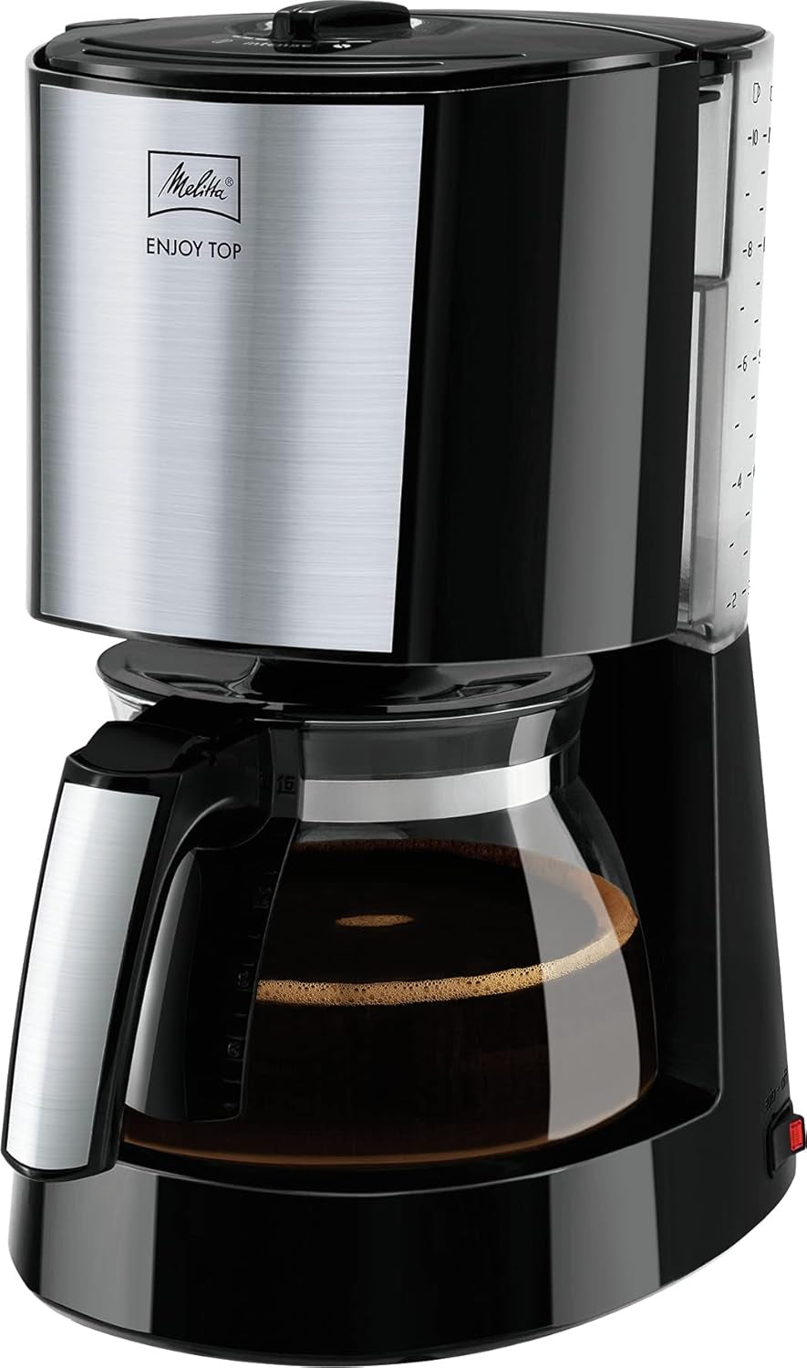 Melitta Enjoy Top Therm - Espressomachine met filter en thermische karaf in roestvrij staal, voor maximaal 10 koppen koffie, zwart/roestvrij staal
