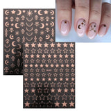 JMEOWIO Nagelsticker Mond Stern 10 Blatt Nail Art Sticker Selbstklebend Nagelaufkleber Roségold Decoratie Nageldesign Zubehör