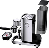 WMF Lumero espressomachine, portafilter, 1400 watt, portafilter, 3 inzetstukken, voor 1-2 espressokopjes, inclusief voor capsules, 15 bar, bekerhouder, melkopschuimer, mat roestvrij staal