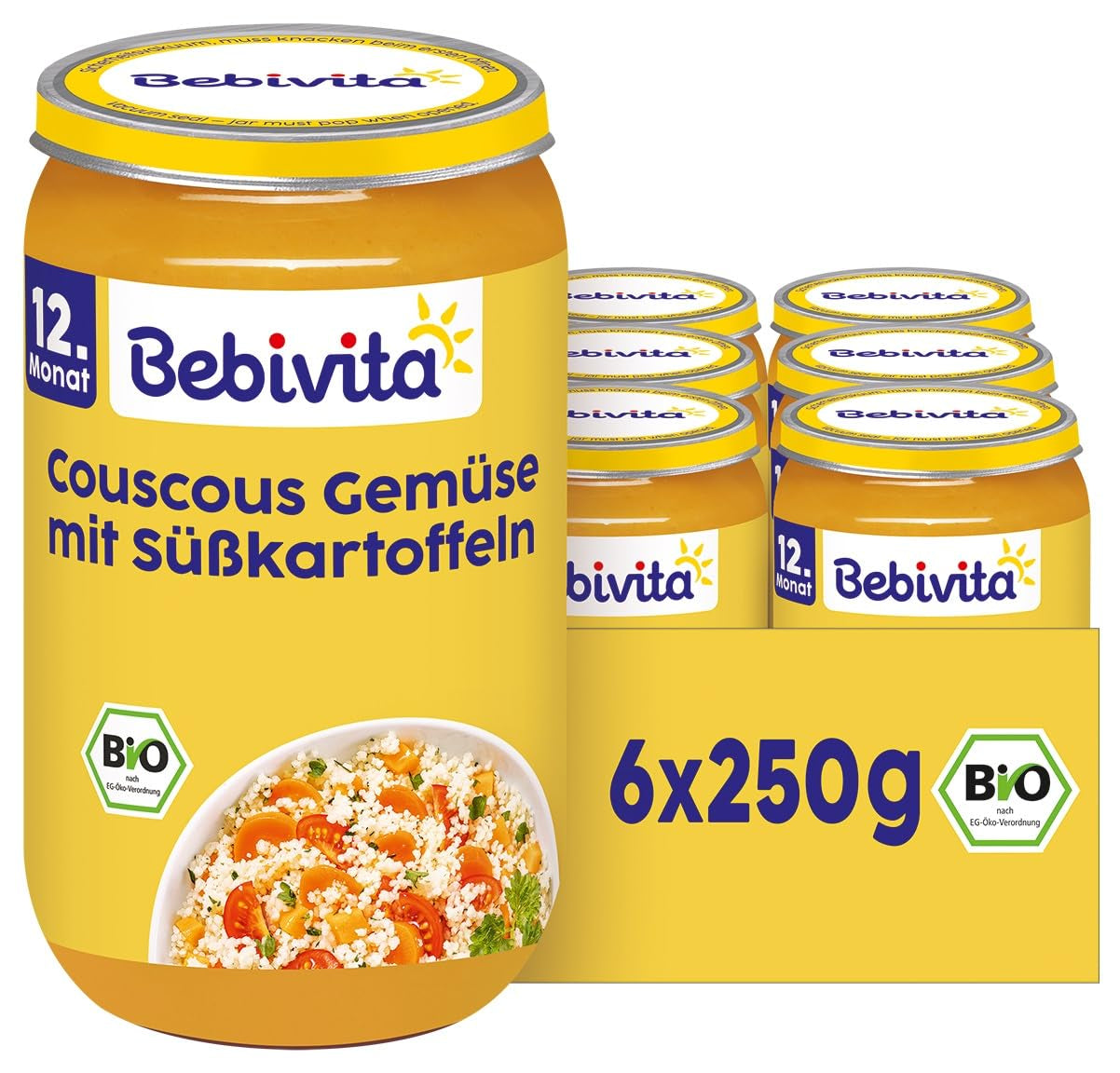 Maaltijden vanaf 12 maanden: Couscous en groenten met zoete aardappelen, 250 g, verpakking van 6 (6 x 250 g)