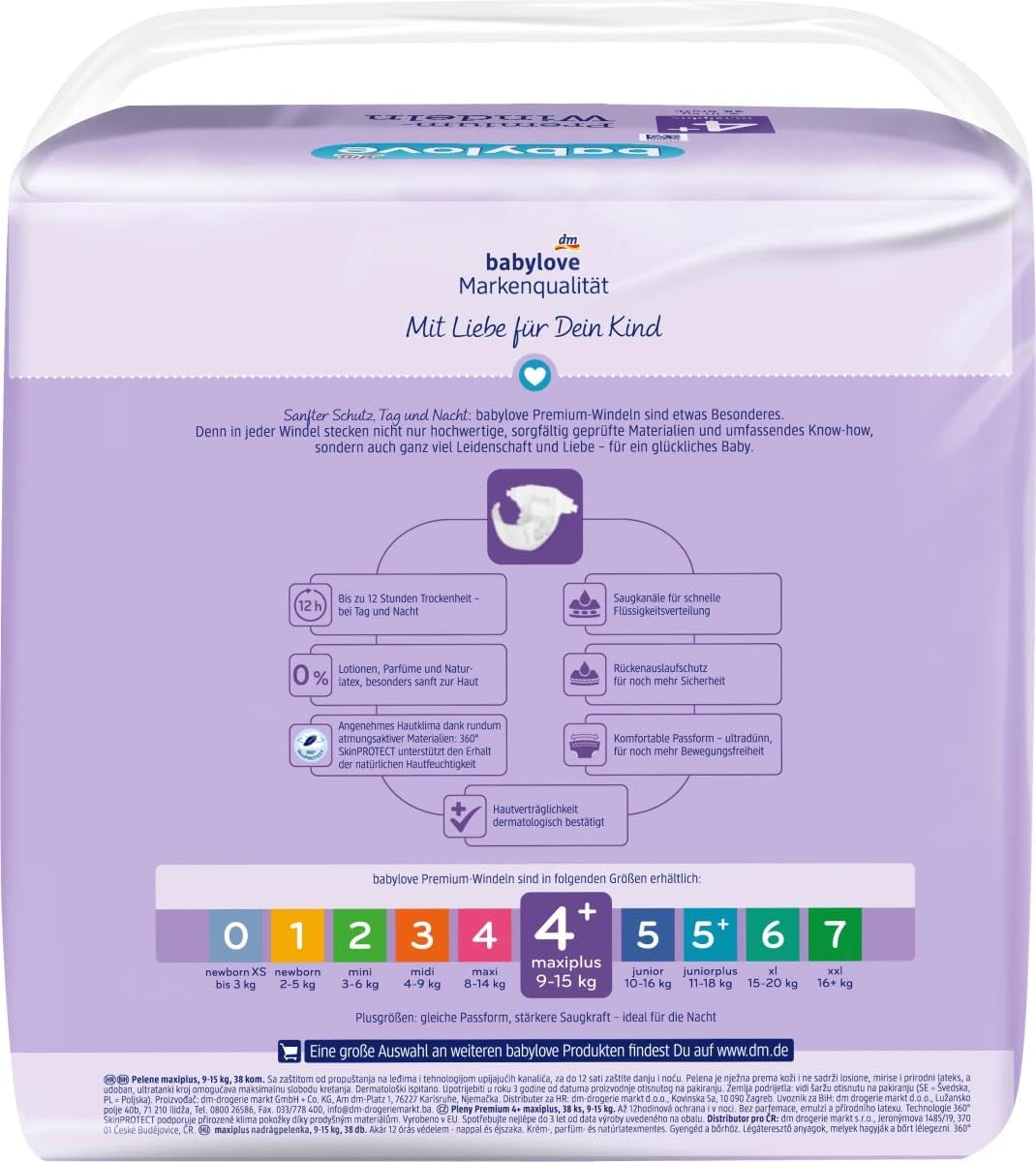 Premium luiers maat 4+, maxiplus 9-20 kg, 1 x 38 st