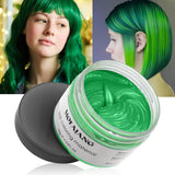 Tijdelijke haarkleur, styling haarkleur voor mannen vrouwen, natuurlijke haarpommade, haarverfwas voor feest, cosplay en Halloween, 4,23 oz (zilvergrijs) Naty Shop haarverf 6 groen