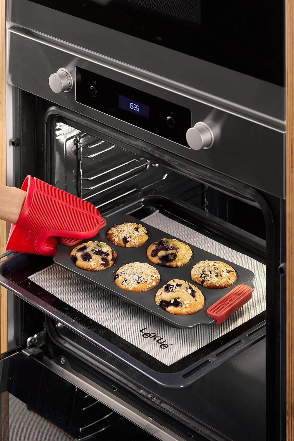 Lékué Muffin-Backform, Antihaftbeschichte, Metall, 6 Mulden Vormen en bakplaten Naty Shop