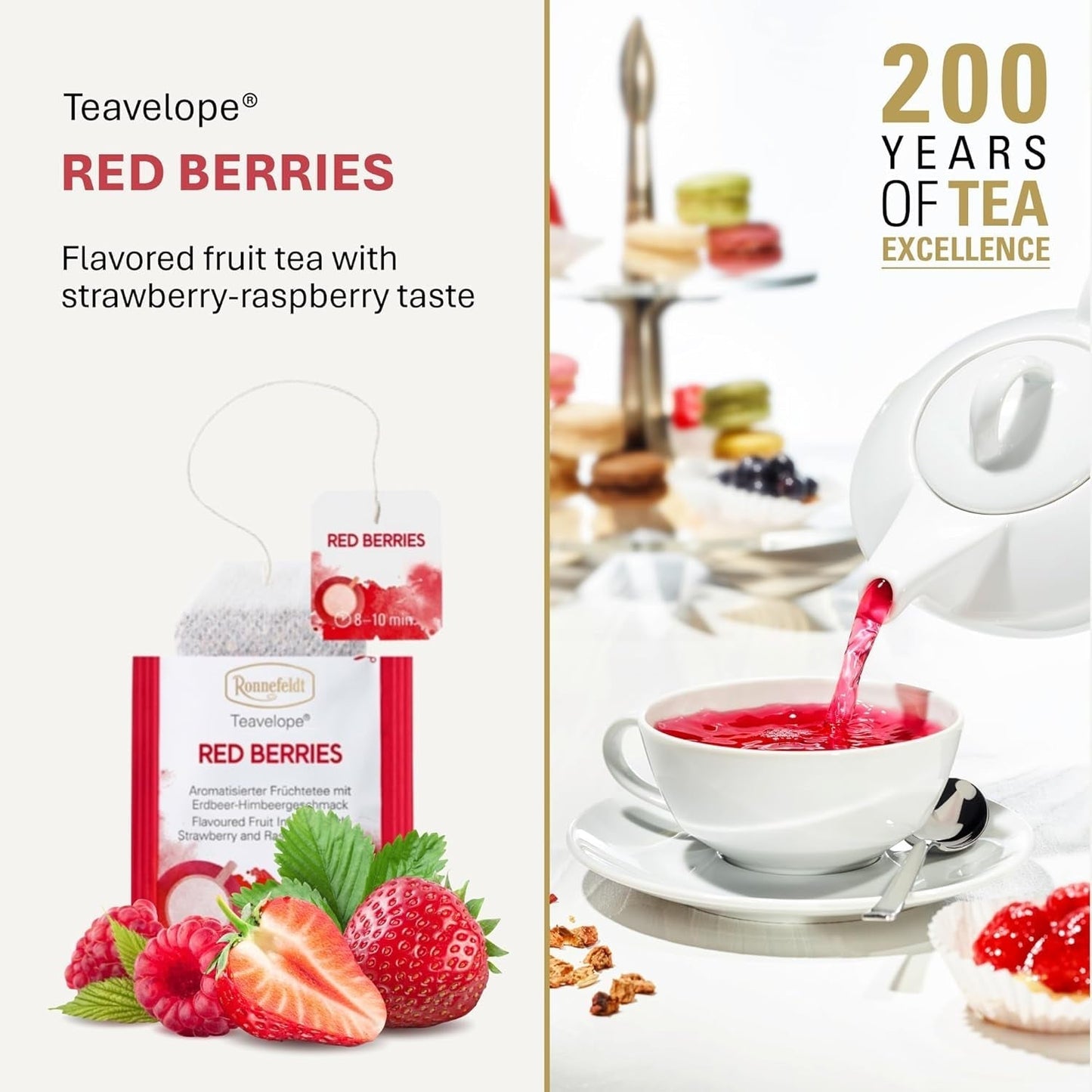 Teavelope "Red Berries" - fruitthee met aardbei- en frambozensmaak, 25 theezakjes, 62,5 g