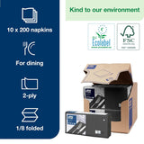 Tork 477851 Zwart 1/8 gevouwen lunchservetten / 2-laags voorgevouwen papieren servetten voor snacks of kleine maaltijden / Geavanceerde kwaliteit / 10 X 200 (2000) Servetten / 32,6 X 33 Cm (L X B)