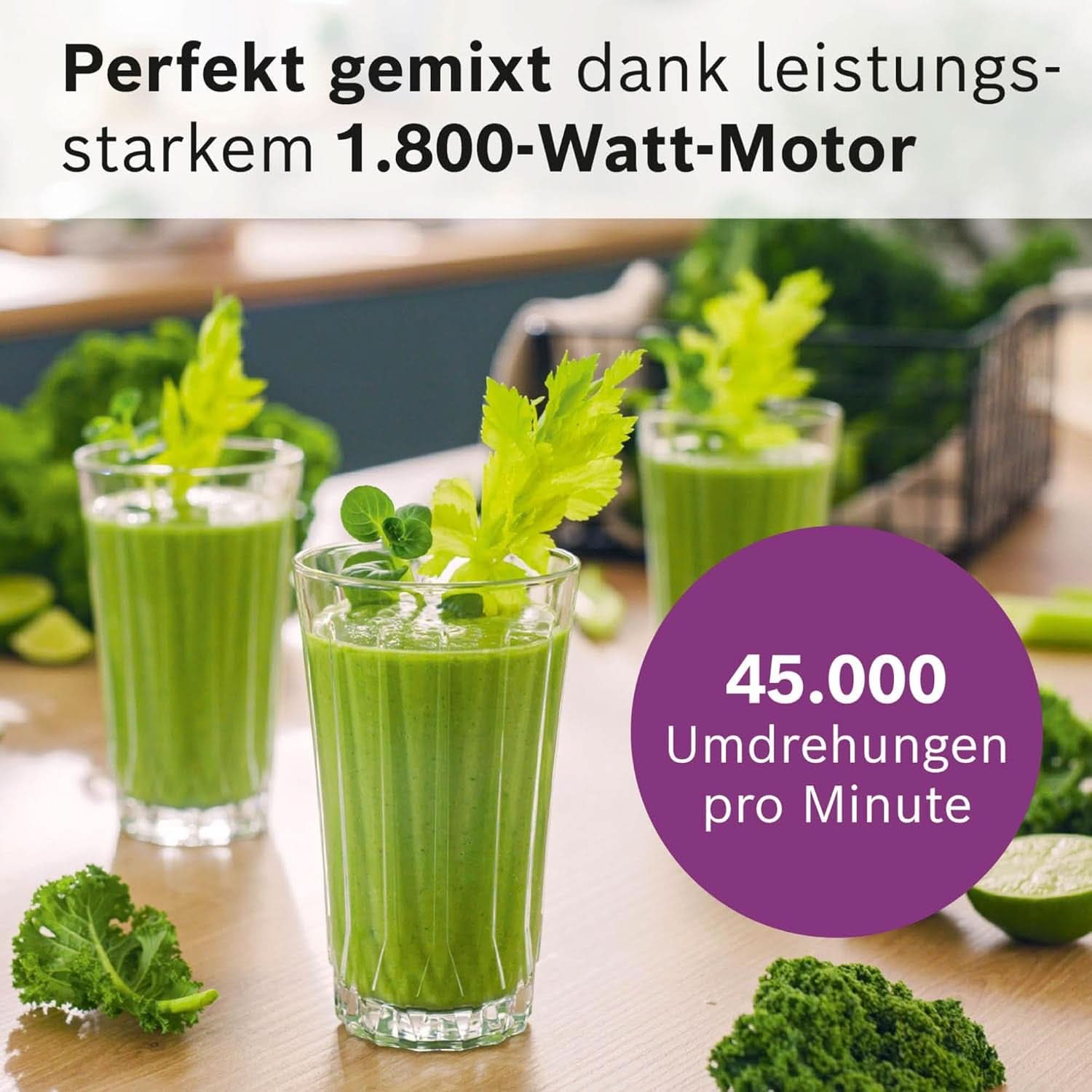 Highspeed-Standmixer Vitapower Serie 6 MMBD665B1, 45.000 U/Min, 6 Programma's Inkl Heiße Suppe & Reinigung, 2 L Mixbehälter, Stopfer, Spülmaschinenfeste Teile, Made in Europe, 1800W, Schwarz Kitchen Naty Shop