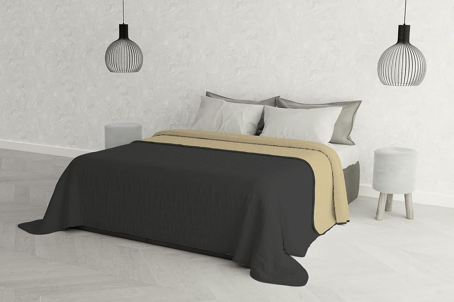 Italiaans beddengoed Estivo tweepersoonsbed, microvezel, kastanje/grijs, 260 X 270 Cm Dekbedden en dekbedden Naty Shop Kastanje/grijs