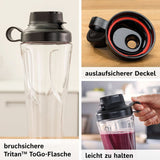 Bosch Mini-Standmixer Vitapower Serie 2 MMB2111S, Highspeed-Mixer, Bis Zu 40.000 Rpm, Tritan Togo-Flasche 0,6 L, Trinkdeckel, Bruchsicher, Spülmasch.Geeignete Teile, 450W, Zilver/Schwarz Keuken Naty Shop