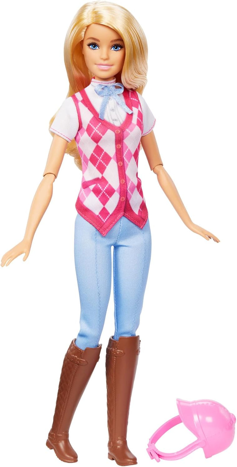 Barbie Malibu-pop en accessoires uit Barbie Mysteries: The Secret Horse Adventure, inclusief modepop, afneembare rij-outfit en helm, HXJ38