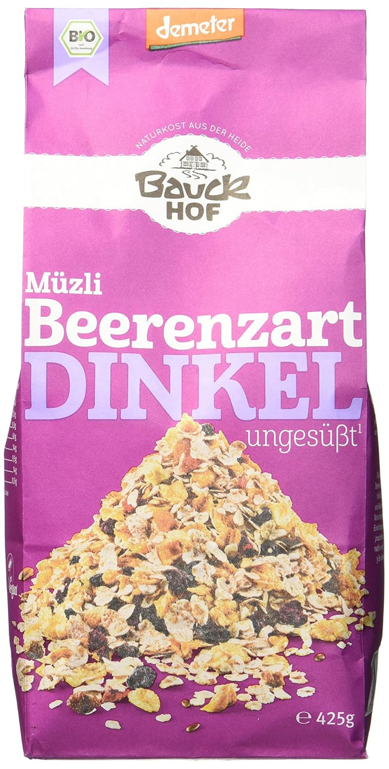 Hof muesli met speltbessensmaak, ongezoet, 425 g