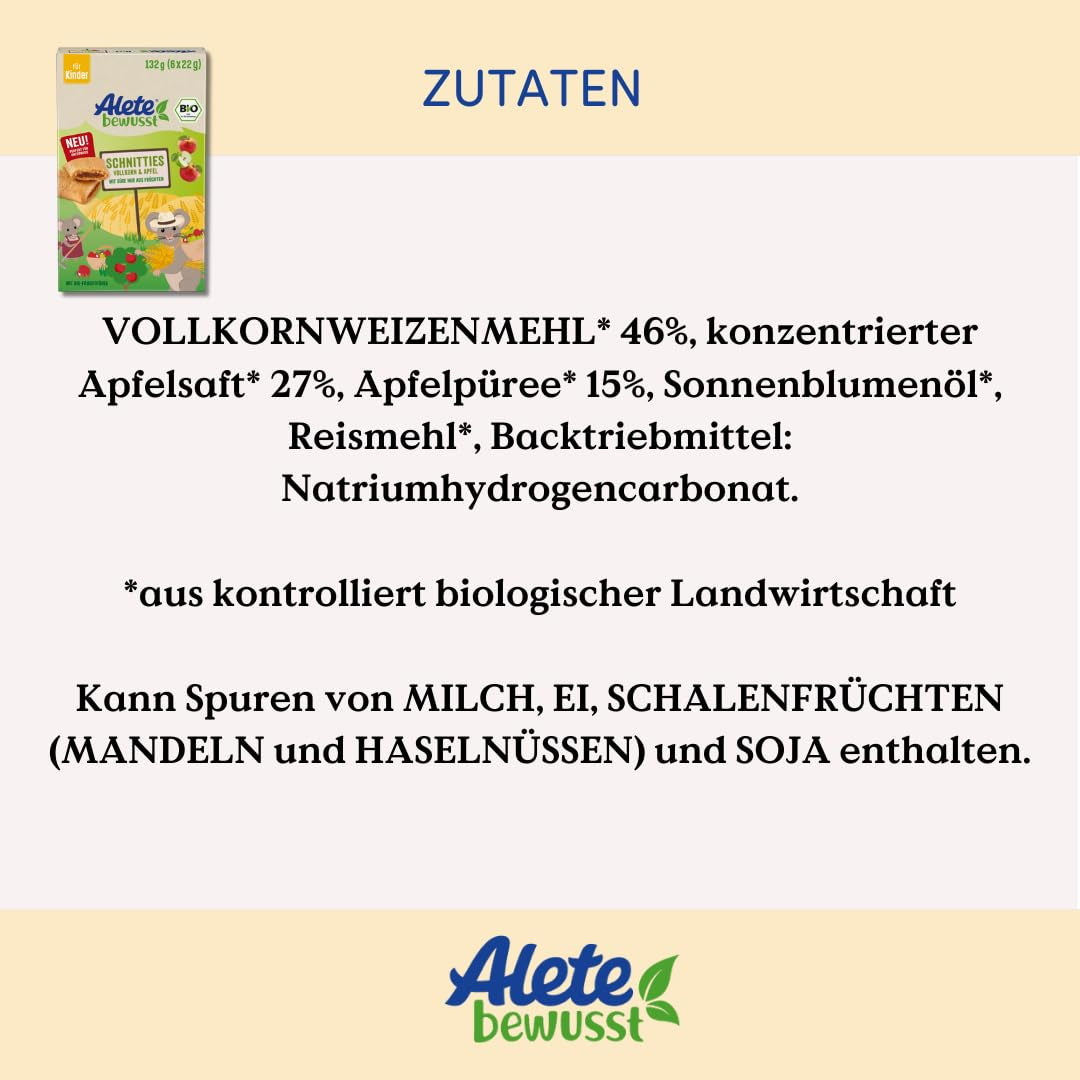 Alete Volkoren appelschijfjes biologische taarten 8 x 132 g